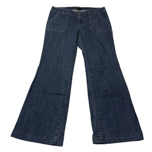 Gap Jeans Flare Leg Womens 10 Blue Denim Patch Pocket Mid Rise Dark Wash Stretch
